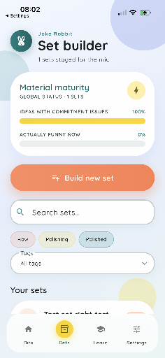 Onboarding — build sets